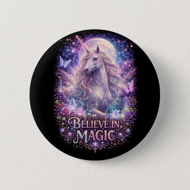 Moonlit Unicorn Dreams 2 Inch Round Button (Front)