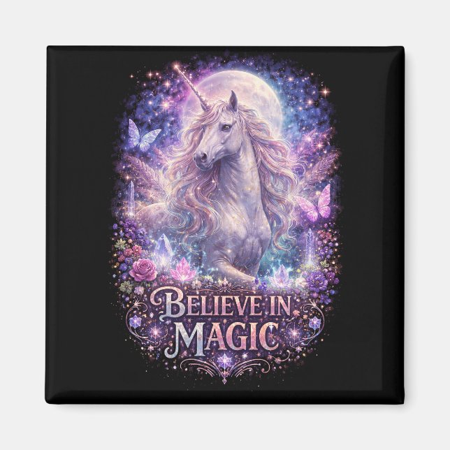 Moonlit Unicorn Dreams Magnet (Front)