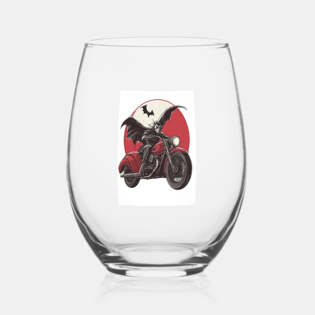  Moonlit Vampire Ride Stemless Wine Glass (Front)