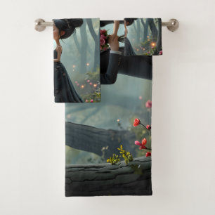 Moonlit Vows – A Cute Gothic Wedding Moment. Bath Towel Set