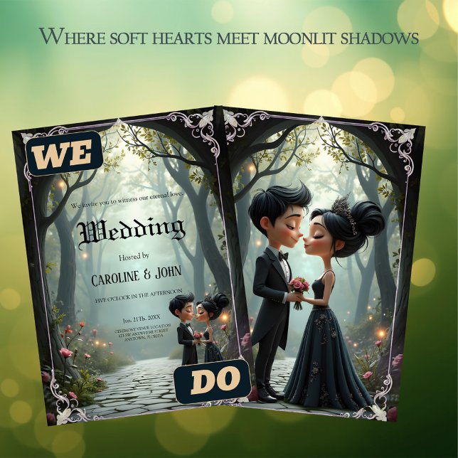 Moonlit Vows – A Cute Gothic Wedding Moment.  Invitation (Creator Uploaded)
