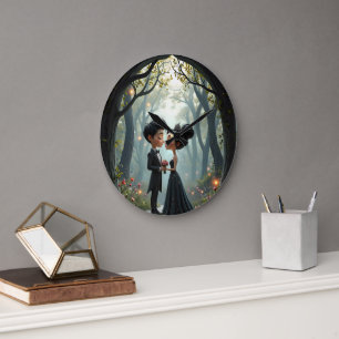 Moonlit Vows – A Cute Gothic Wedding Moment.  Large Clock