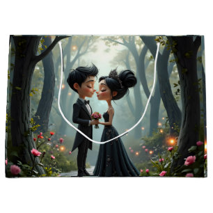 Moonlit Vows – A Cute Gothic Wedding Moment. Large Gift Bag