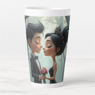 Moonlit Vows – A Cute Gothic Wedding Moment. Latte Mug