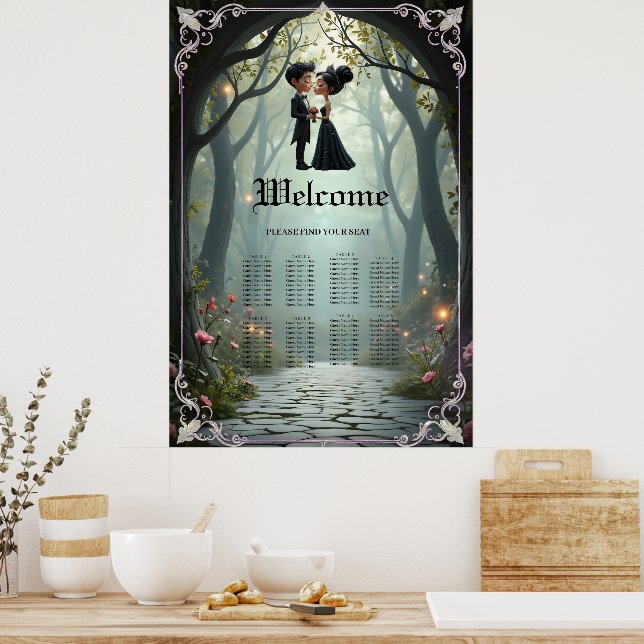 Moonlit Vows – A Cute Gothic Wedding Moment.  Poster (Kitchen)