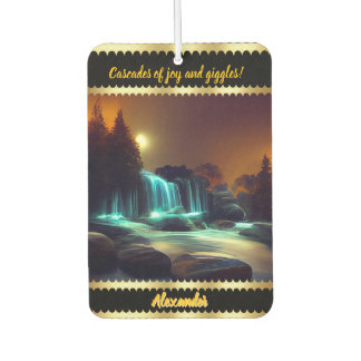 Moonlit waterfall night scene air freshener