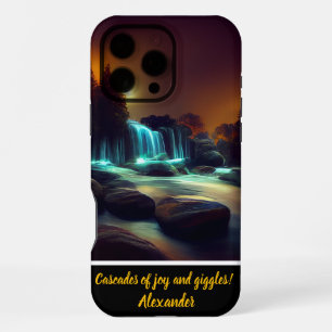 Moonlit waterfall night scene iPhone 16 pro max case