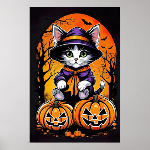 Moonlit Whiskers, Adorable Kitty  Poster