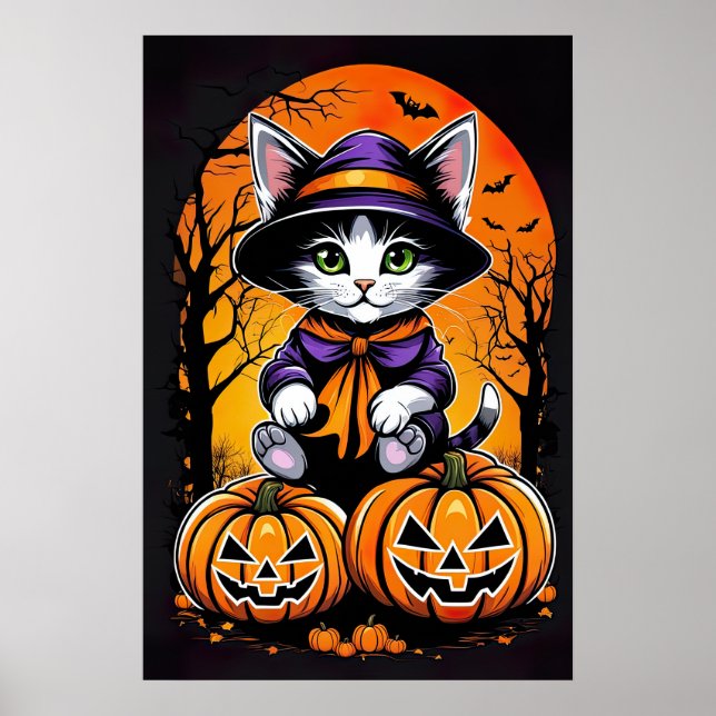 Moonlit Whiskers, Adorable Kitty  Poster (Front)