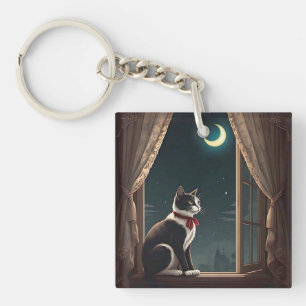 " MOONLIT WHISKERS " KEYCHAIN