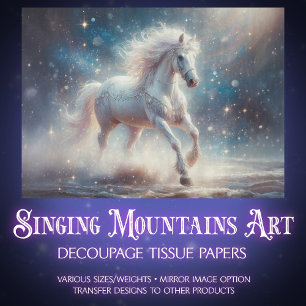 Moonlit White Horse Galaxy Craft Decoupage Tissue Paper