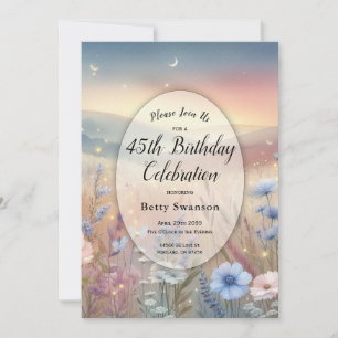 Moonlit Wildflower Whispers Any Milestone Birthday Invitation