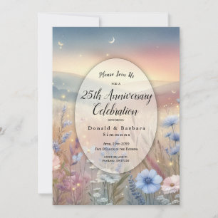 Moonlit Wildflower Whispers Milestone Anniversary Invitation