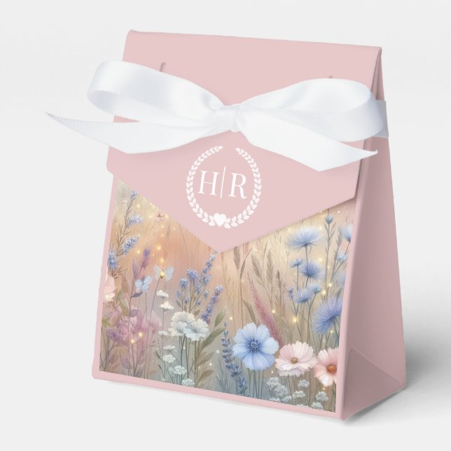Moonlit Wildflower Whispers Wedding Favor Box (Front Side)