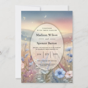 Moonlit Wildflower Whispers Wedding Invitation