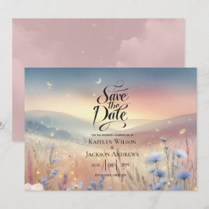 Moonlit Wildflower Whispers Wedding Save The Date