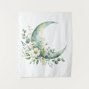 Moonlit Wildflowers Tapestry   Boho Botanical Wall