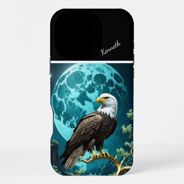 Moonlit Willow and River Eagle iPhone Case (Back)