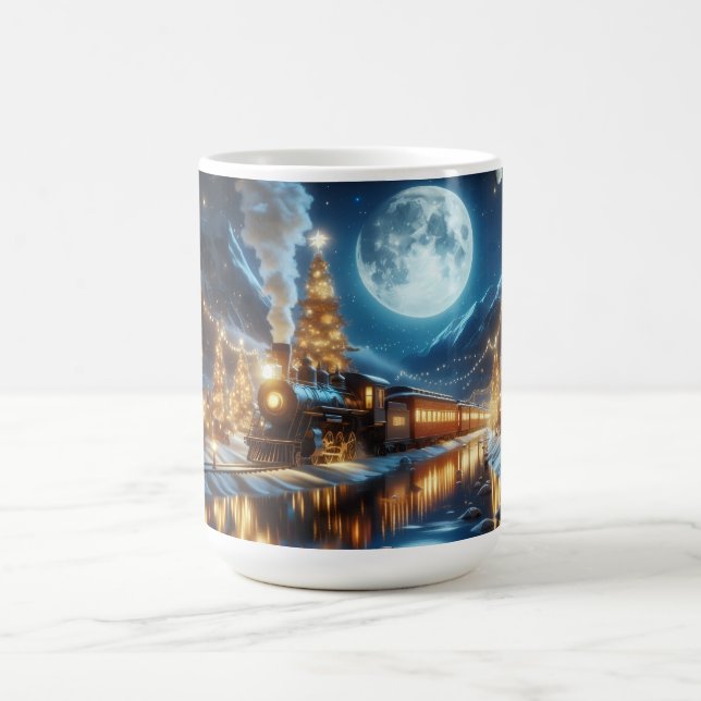 Moonlit Winter Christmas Train Coffee Mug (Center)