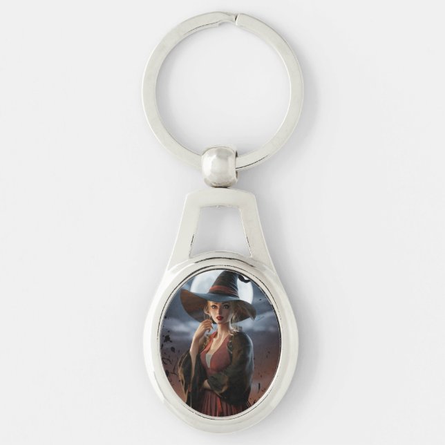 Moonlit Witch Aesthetic Coaster Keychain (Front)