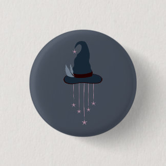 Moonlit Witchy Halloween Magic Hat 1 Inch Round Button