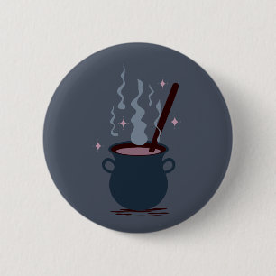 Moonlit Witchy Halloween Magic Pot 2 Inch Round Button