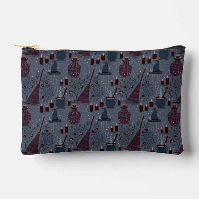 Moonlit Witchy Halloween Pattern Accessory Pouch (Front)