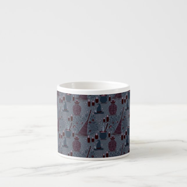 Moonlit Witchy Halloween Pattern Espresso Cup (Front)