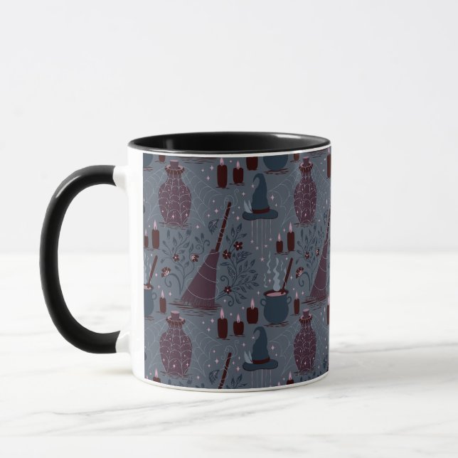 Moonlit Witchy Halloween Pattern Mug (Left)