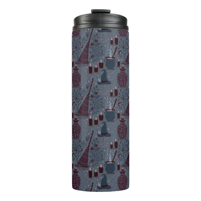 Moonlit Witchy Halloween Pattern Thermal Tumbler (Front)