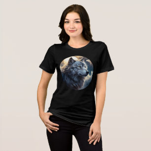 Moonlit Wolf – Tranquil Night Animal Art Tri-Blend Shirt