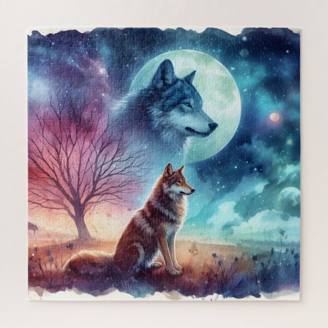 Moonlit Wolves Spiritual Night Jigsaw Puzzle (Vertical)