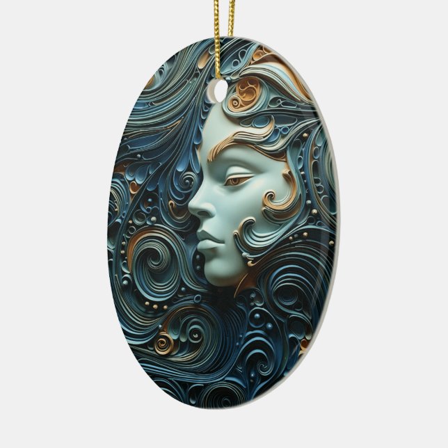 Moonlit Woman 3D Art Ceramic Ornament (Left)
