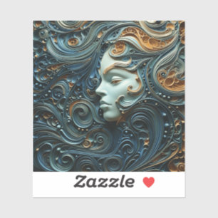 Moonlit Woman 3D Art Contour Kiss-Cut Sticker