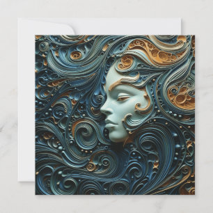 Moonlit Woman 3D Art Invitation