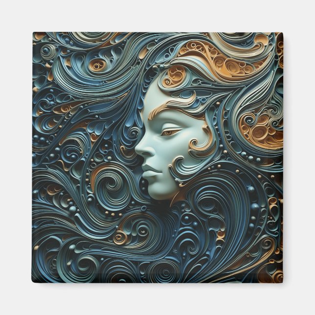 Moonlit Woman 3D Art Magnet (Front)