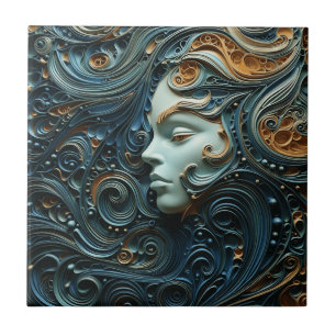Moonlit Woman 3D Art Tile