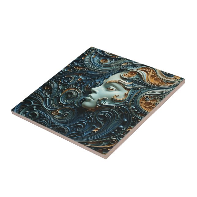 Moonlit Woman 3D Art Tile (Side)