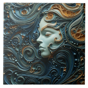 Moonlit Woman 3D Art Tile