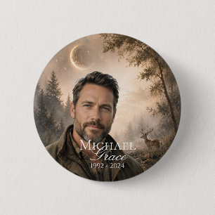 Moonlit Woods Memorial Photo Button Stag Pin