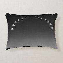 Moonphase cushion, black white gray rectangular 