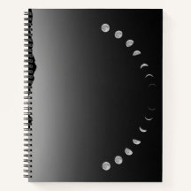 Moonphase lined notebook monochrome style 