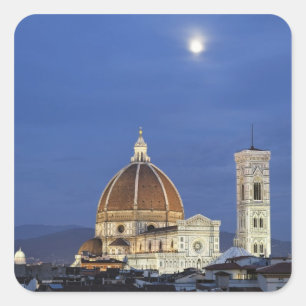 Moonrise and Florence Cathedral, Basilica di Square Sticker