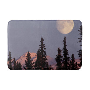 Moonrise Early Winter Anchorage, Alaska Bath Mat