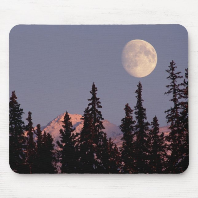 Moonrise Early Winter | Anchorage, Alaska Mouse Pad (Front)
