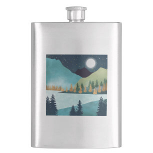 Moonrise Lake Hip Flask