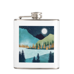 Moonrise Lake Hip Flask