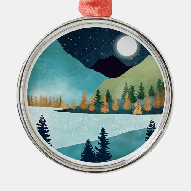 Moonrise Lake Metal Ornament (Front)