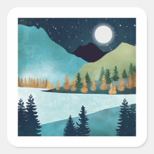 Moonrise Lake Square Sticker