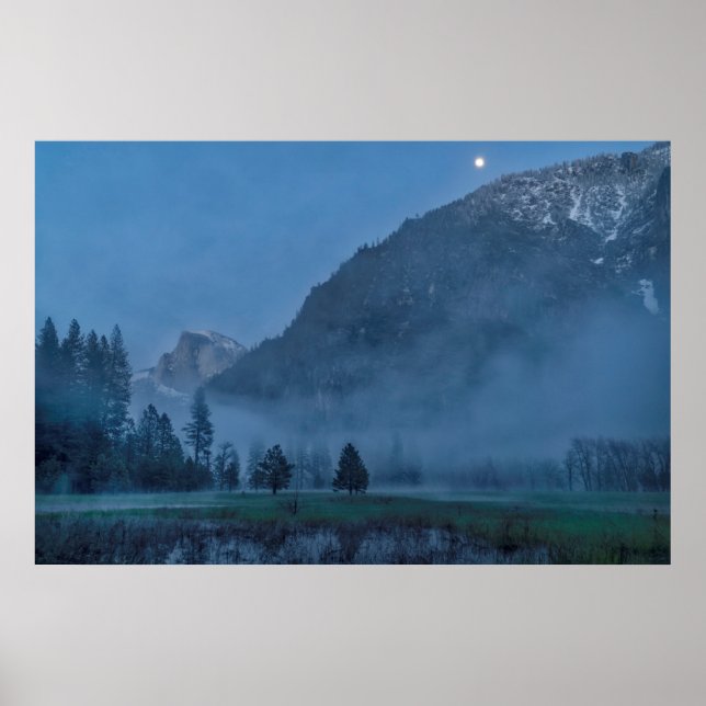 Moonrise & Mist Over Leidig Meadow Poster (Front)